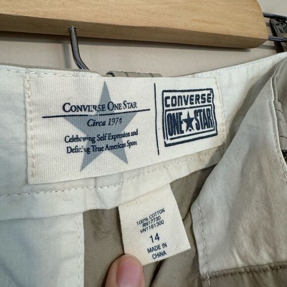 SALE! Beige Converse One Star Cotton Shorts Size 14 EUC - Picture 5 of 5